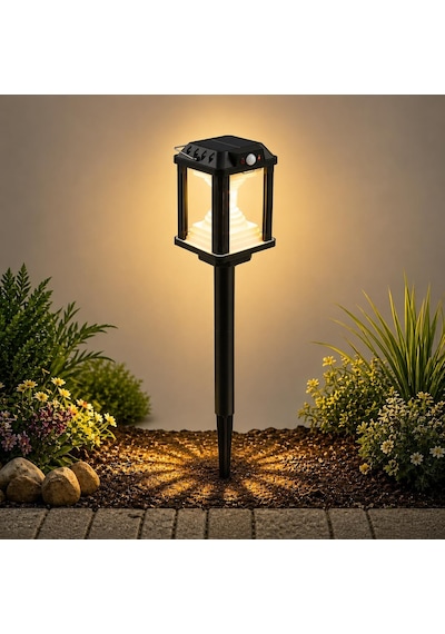 Panter Solar Bahçe Aydınlatması, Balkon Dekorasyonu, Güneş Enerjili Hareket Sensörlü, 3000k Sarı Gün Işığı Filament Led Dış Mekan Su Geçirmez Çim Yol Peyzaj Patika Aydınlatma Dekoratif Lamba 55 Cm