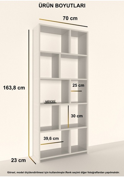 Cordoba 5 Raflı 10 Bölmeli Kitaplık Dekoratif Modern Kitaplık, Beyaz