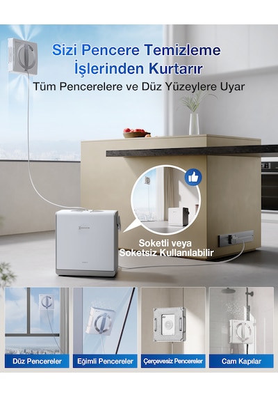 Ecovacs Winbot W2 Pro Omni Cam Silme Robotu Ve Cam Silme Solüsyonu Beyaz