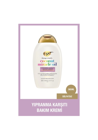 OGX Coconut Miracle Oil Yıpranma Karşıtı Sülfatsız Saç Bakım Kremi 385 ml