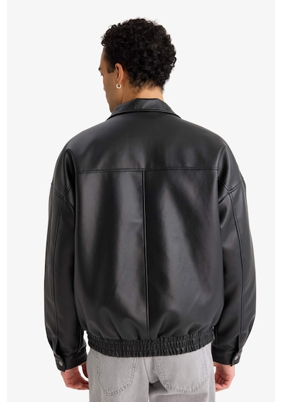 Defacto Oversize Suni Deri Mont D2427ax26spbk27 Siyah-bk27