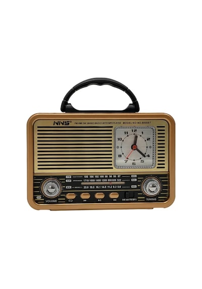 8898 Taşınabilir Nostaljik Fm Radyo Saat Bluetooth Tf Kart USB Destekli Ahşap Kasa Radyo