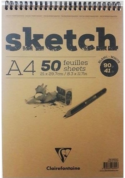 Clairefontaine Sketch Blok 90G Kısa Kenarı Spiralli A4 50 Sayfa