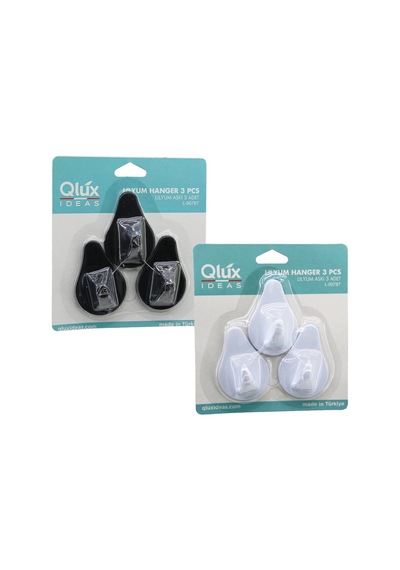Bay 3pcs Lılyum Askı Siyah - Beyaz Plastik Yapışkanlı Montaj Bx40 Najmaddin Diğer