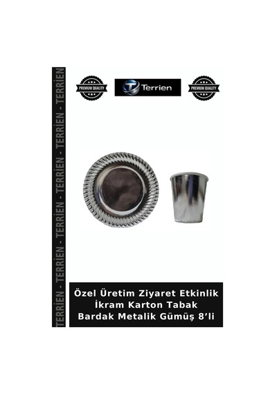 Özel Üretim Ziyaret Etkinlik İkram Karton Tabak Bardak Metalik Gümüş 8 Li Diğer
