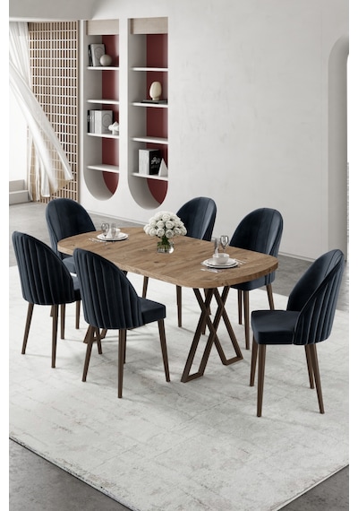 Canisa Kaye Serisi Mdf 90x168 Atlantik Çam Mutfak Masa Takımı 6 Antrasit Sandalye Atlantik Çam Masa Antrasit Sandalye Canisa Kaye Serisi Mdf 90x168 Atlantik Çam Mutfak Masa Takımı 6 Antrasit Sandalye Atlantik Çam Masa Antrasit Sandalye