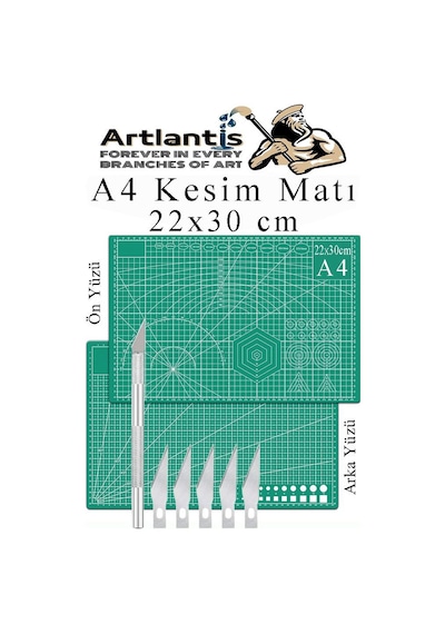 Kesim Matı A4 Ve Kretuar Seti 1 Adet 22x30 Cm Çift Taraflı Çizim Matı Kesme Madı Kesim Tablası Kesim Altlığı