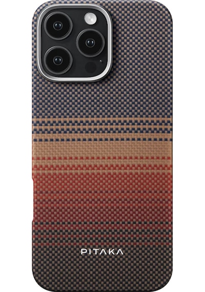 Apple Uyumlu iPhone   16 Pro Max Kılıf   Magsafeli Aramid Fiber Pitaka Tactile Woven Sunset-moonrise Serisi Sunset
