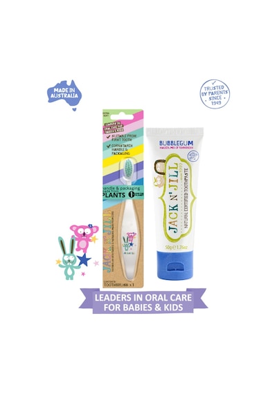 Jack N Jill Doğal Diş Bakım Seti Bunny&koala Diş Fırçası + Sakız Aromalı Macun 50g