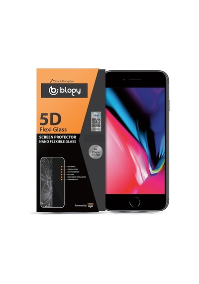 Blogy Apple Uyumlu   iPhone 8 Plus / 7 Plus İle Flexi 5d Ekran Koruyucu Black