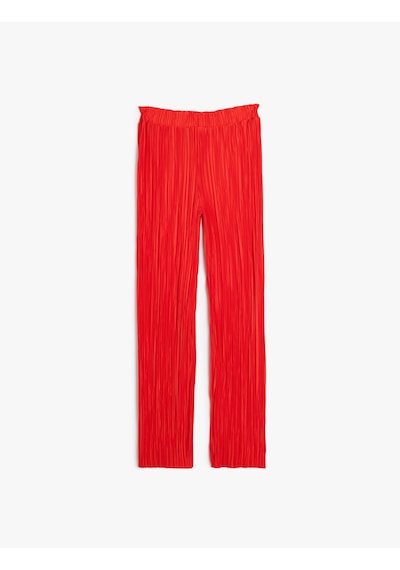 Koton Bol Paça Pantolon Beli Lastikli Dokulu Kırmızı 4skg40016ak Kırmızı