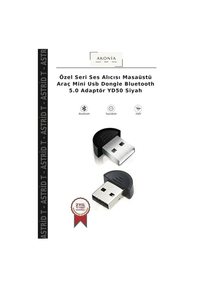 Özel Seri Ses Alıcısı Masaüstü Araç Mini Usb Dongle Bluetooth 5.0 Adaptör Yd50 Siyah
