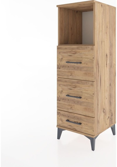 Hyperion Dolap 2 Raflı 3 Çekmeceli Tek Kapaklı 44x44x134 Çam-çam Atlas Çam