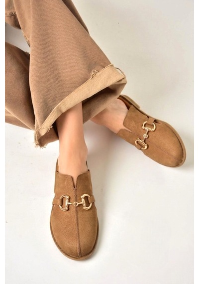 Fox Shoes U944150403 Taba Hakiki Deri Önü Kapalı Kadın Terlik Taba-hakiki Deri