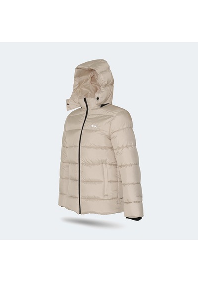 Slazenger GAFAR Büyük Beden Erkek Kapüşonlu Şişme Bej Mont & Kaban