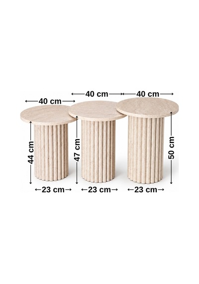 Soyasis Livia Bohem 3'lü Zigon Sehpa 40 Cm - Traverten-traverten