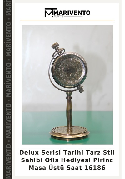 Delux Serisi Tarihi Tarz Stil Sahibi Ofis Hediyesi Pirinç Masa Üstü Saat 16186 Çok Renkli