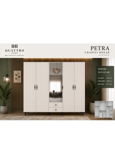 Petra 5 Kapaklı Dolap Beyaz