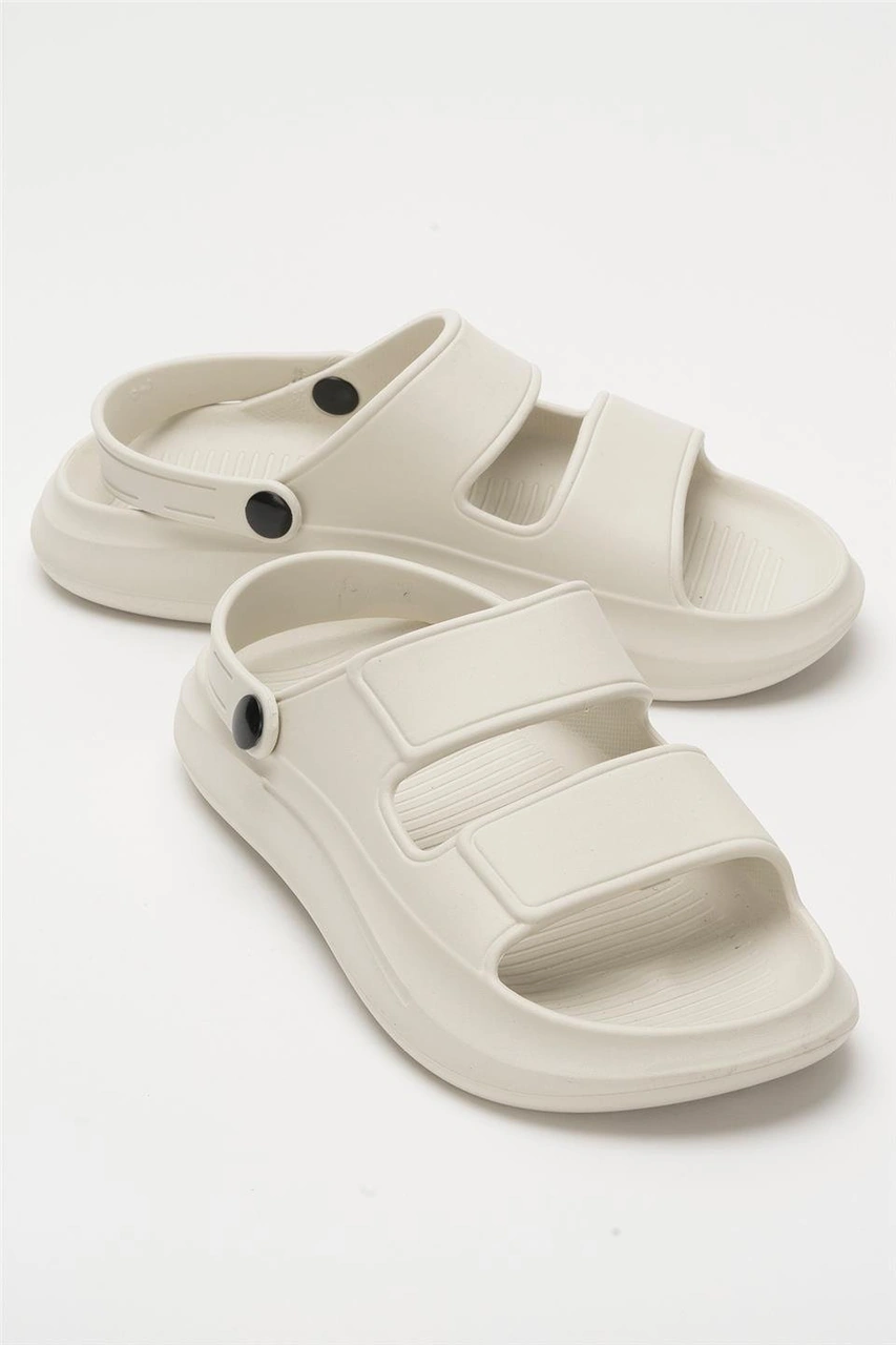 Liger Unisex Ortopedik Deniz Havuz Terliği Sandalet Krem Krem