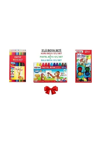 3'lü Boyama Seti Kuru Boya+sulu Boya+pastel Boya