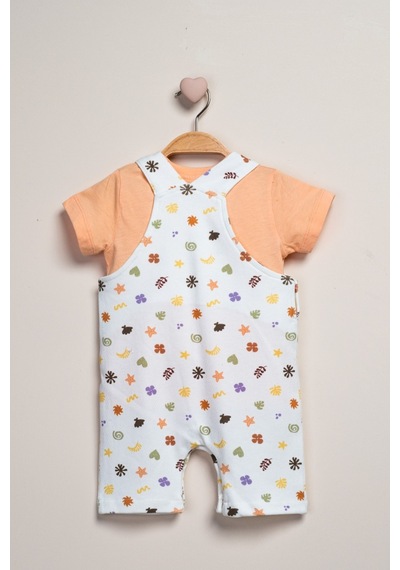 Baby Fou T-shirt Salopet 2'li Takım Ekru