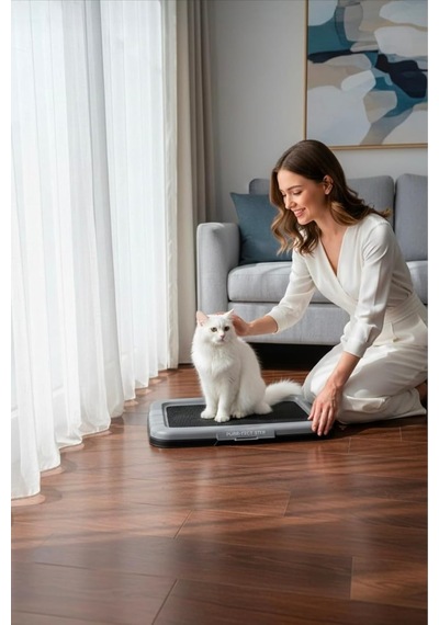 Herza House Akıllı Kedi Köpek Tuvaleti Elekli Beyaz Tek Ebat