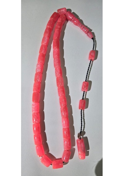 Ağır Püsküllü Pembe Sentetik Opal Tesbih Açık Pembe