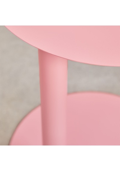 Paledin Design Magna Yan Sehpa Modern Yuvarlak Çelik Koltuk Yanı Sehpası Granit Grisi 40x40x50 Cm Pembe