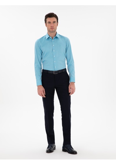 Cacharel Aqua Slim Fit Pamuklu Oxford Gömlek Mavi