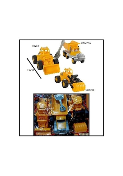 Işmakinası Seti 3'lü Dozer Kamyon Silindir Asfalt Kürekli Kum Kamyon Excavator 25cm