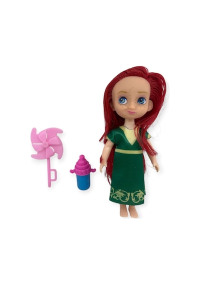Aksesuarlı Mini Prenses Oyuncak Bebek 13 Cm Lisinya Yeşil