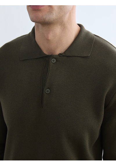 Lcw Vision Haki Polo Yaka Erkek Triko Kazak
