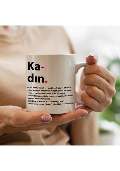 Anneler Gününe Özel Kadın Yazılı Kupa Bardak Beyaz