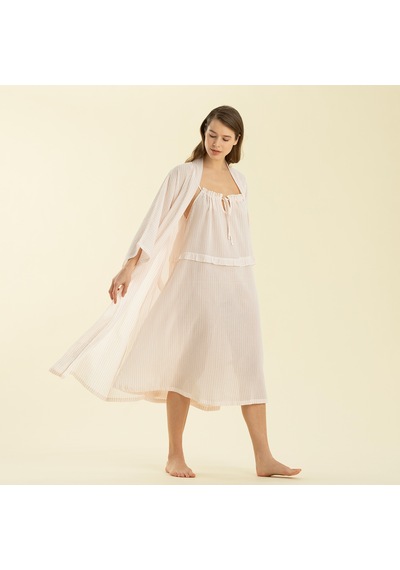 Chakra Elegant Sabahlık Beyaz/pembe