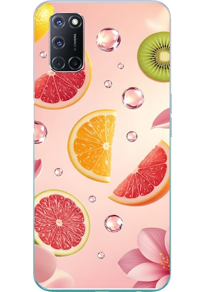 Oppo A52 Uyumlu Meyve Dilimleri Baskılı Silikon Kılıf Renkli
