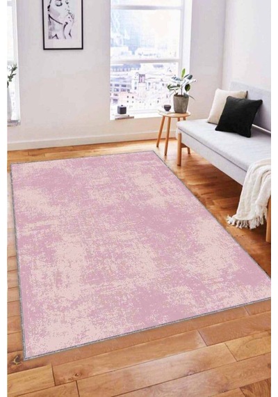 Pembe Sade Desensiz Kaymaz Tabanlı Dekoratif Halı Ss04n11