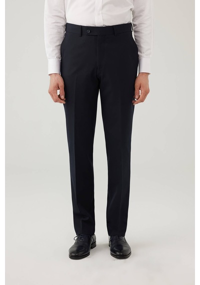 Erkek Lacivert Regular Fit %100 Yün Kumaş Pantolon