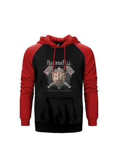 Hammerfall Steel Meets Steel Gri Renk Reglan Kol Sweatshirt / Hoodie