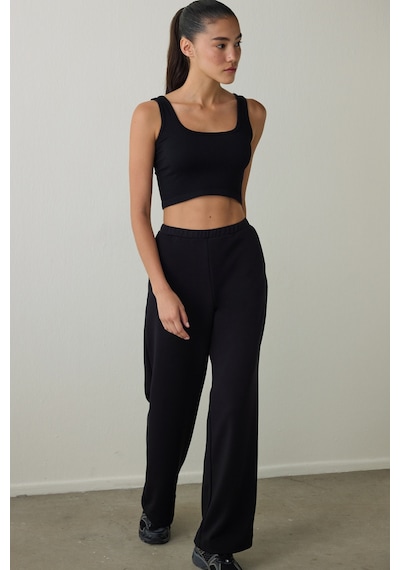 Penti Siyah Silky Touch Yüksek Bel Geniş Paça Pantolon