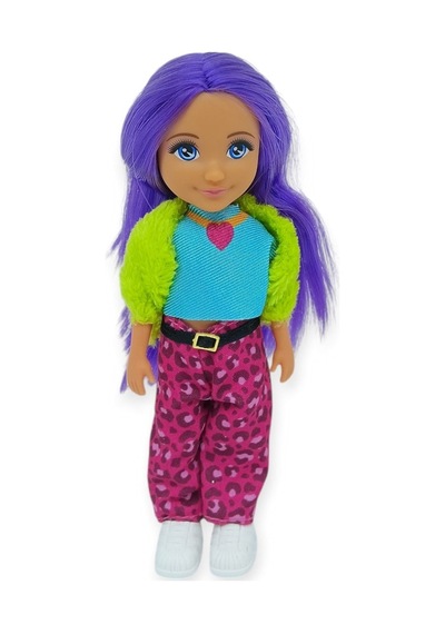 Ankiki Moda İkonu Bebek Figür 13 Cm - Mor Saçlı Hip-hop Rüzgarı