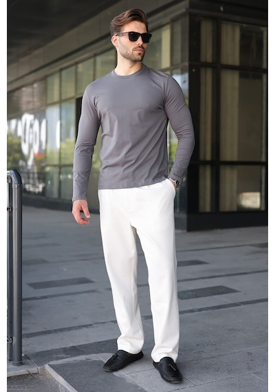 Madmext Füme Pamuklu Slim Fit Erkek Tişört E7187