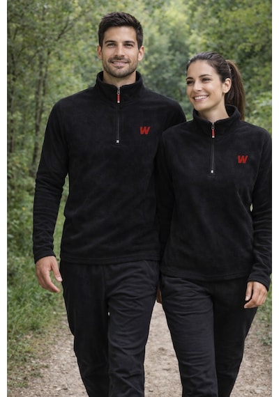 Walke Premium Kadın Yarım Fermuarlı Outdoor Spor Polar Ceket Siyah