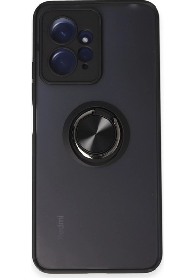 Xiaomi Redmi Note 12 4g Kılıf Montreal Yüzüklü Silikon Kapak Siyah