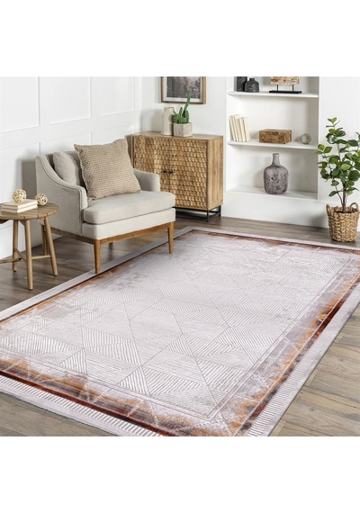 Çam Halı Crea Plus Stone Roxanne 17170 Gri Bakır Modern Desenli Makine Halısı