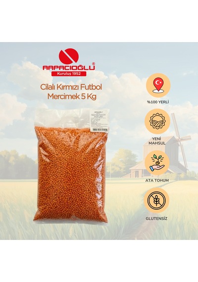 Arpacıoğlu® Kırmızı Futbol Mercimek 5 KG Cilalı