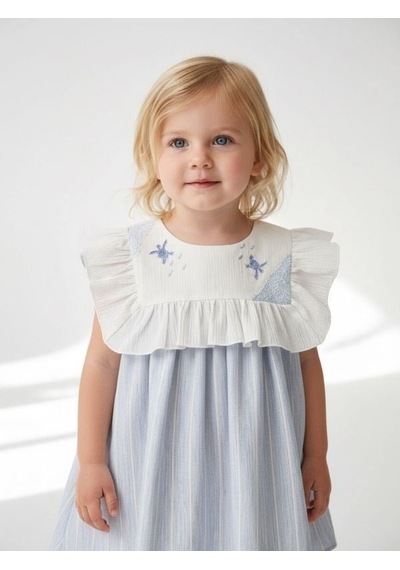 Zekids Kız Bebek Kaplumbağa İşlemeli Elbise-17282 Çok Renkli