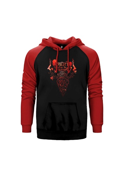 Bullet For My Valentine Rose Kırmızı Renk Reglan Kol Kapşonlu Sweatshirt Kırmızı