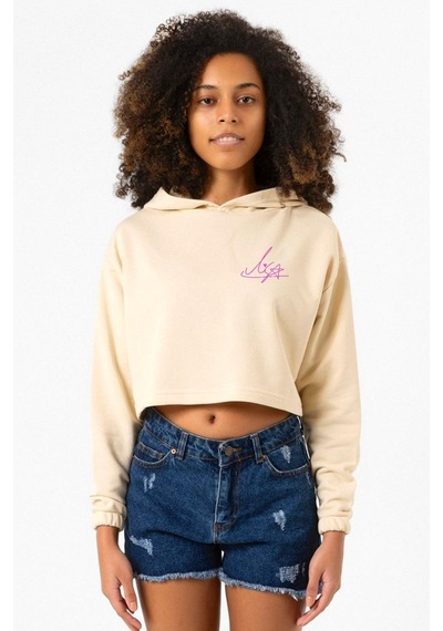 Blackpink Lisa Signature Bej Kadın Crop Kapşonlu 001