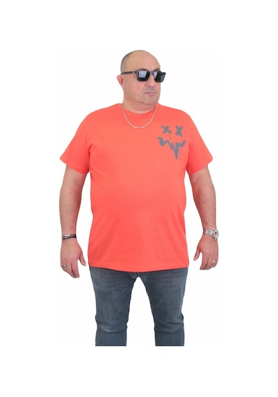 Moc Grande Mocgrande Erkek Büyük Beden Sıfır Yaka Tişört New Generation 24130 Nar Çiçeği-Nar Çiçeği Narçiçeği