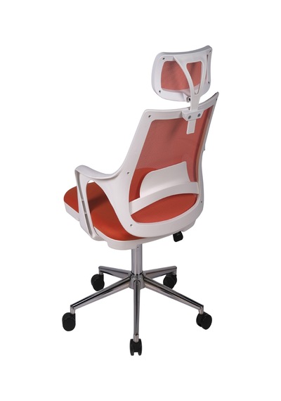 Ofisbazaar Buya Beyaz Fileli Ofis Koltuğu Ergonomik Ve Modern Tasarım Turuncu Turuncu